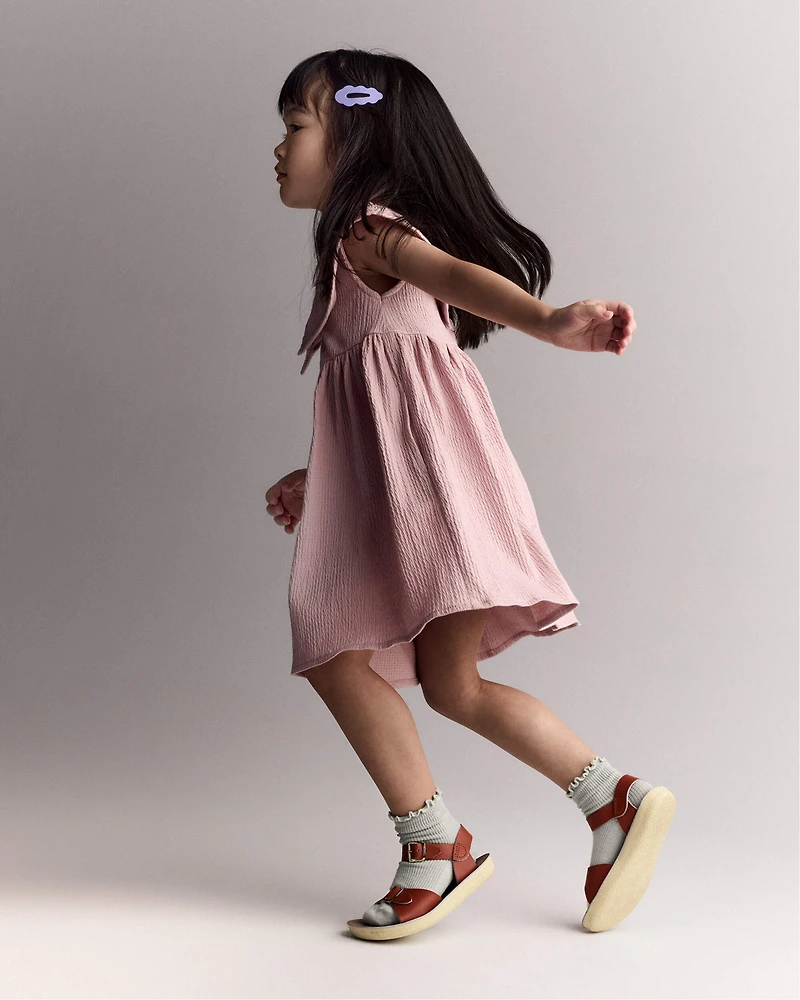 Toddler Girl Ruffle Collar Dress - Light Pink