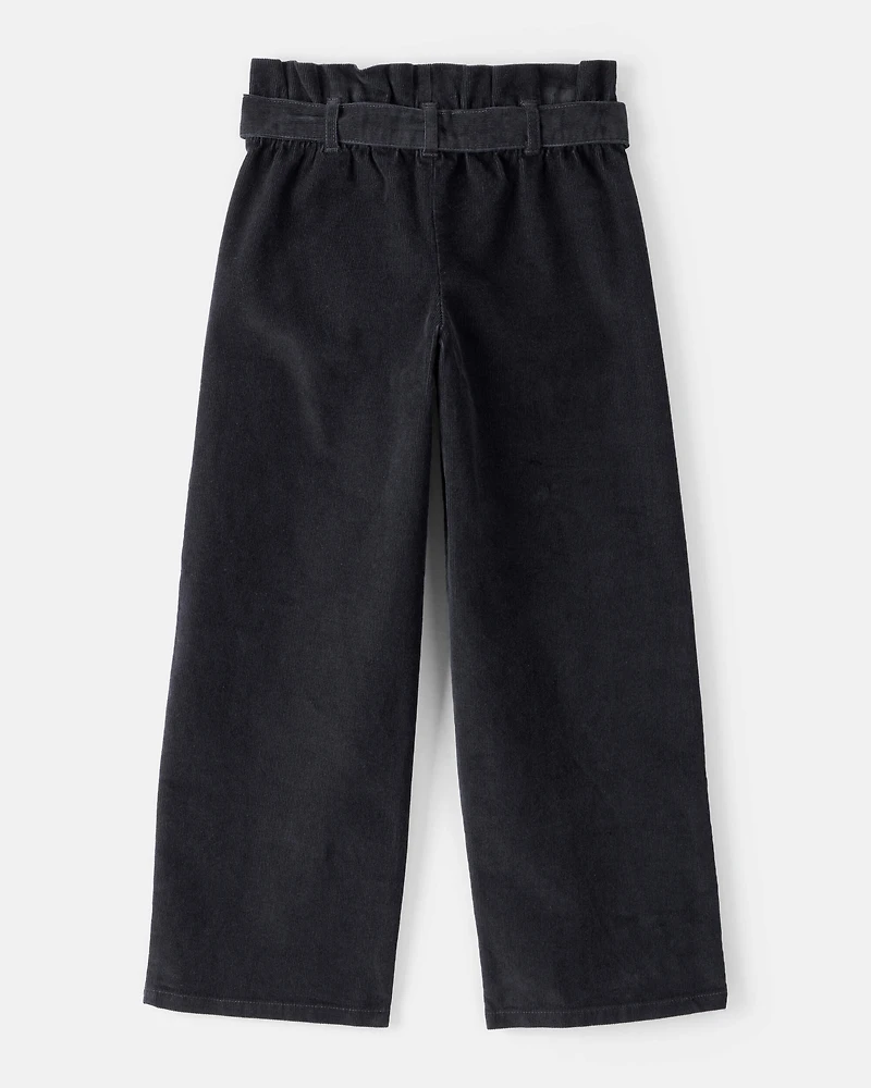 Girls Corduroy Wide-Leg Pants - Black