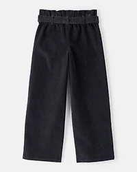 Girls Corduroy Wide-Leg Pants - Black