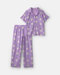 Girls Heart Short-Sleeve 2-Piece Pyjama Set - Purple