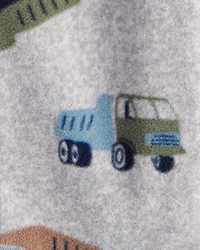 Baby Boy Construction Truck Print Loose Fit Long-Sleeve Sleeper - Grey