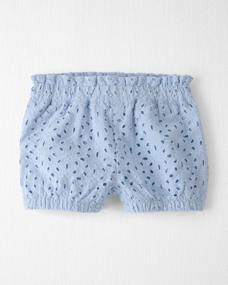 Baby Girl 3-Piece Organic Cotton Outfit Set Blue Eyelet