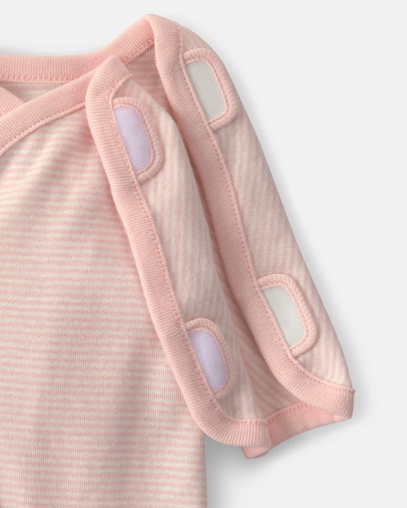 Baby Girl Striped 100% Cotton Sleeper - Pink