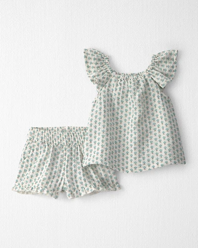 Baby Girl 2-Piece Organic Cotton Gauze Top & Short Set Floral