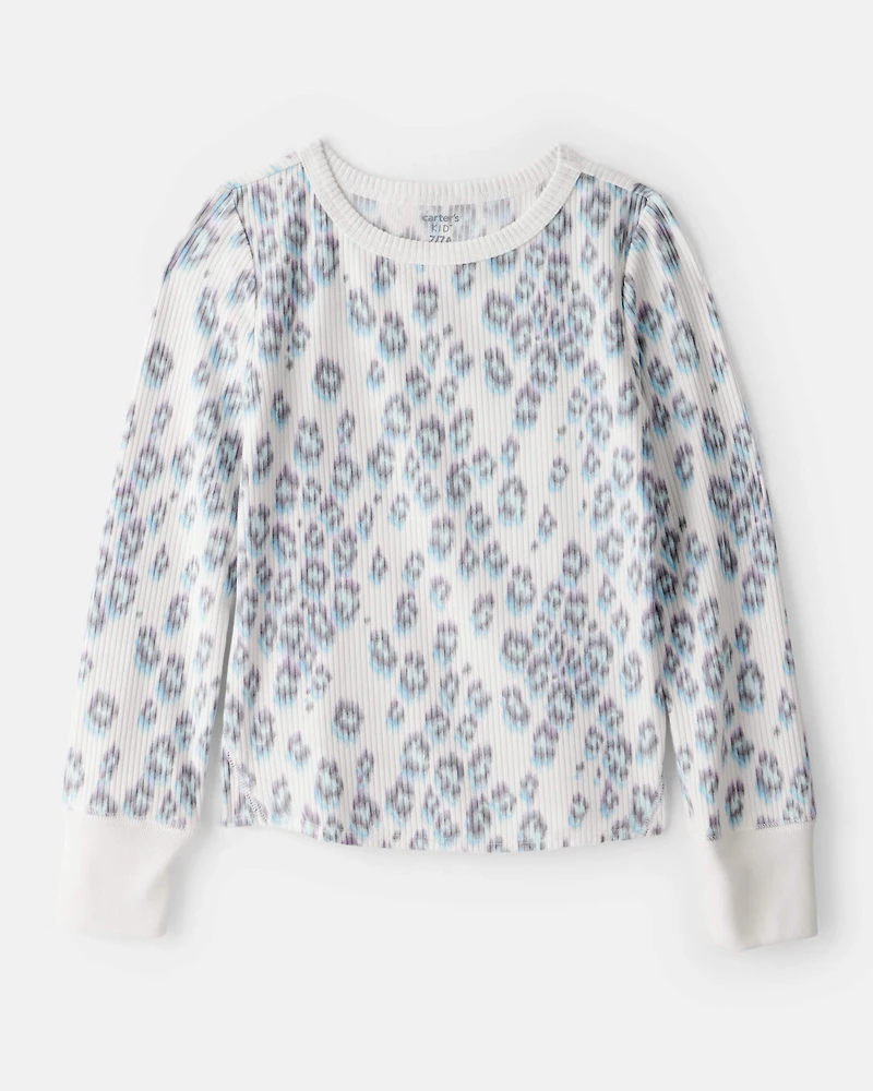 Girls Cheetah Active Rib Long-Sleeve Top