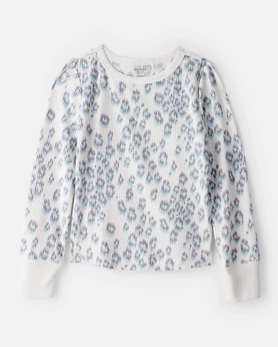Girls Cheetah Active Rib Long-Sleeve Top