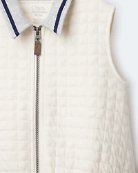 Toddler Quilted Zip-Up Collard Vest - Cream