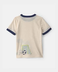 Toddler Boy Dinosaur Soccer Graphic Tee - Cream