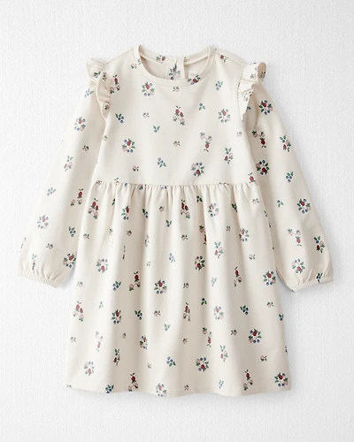 Kid Organic Cotton French Terry Dress Berry Blossom Print