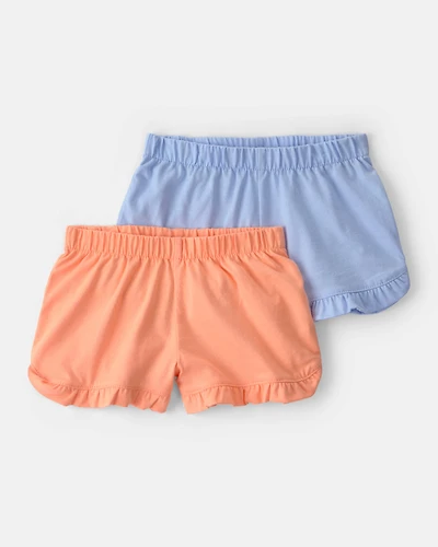 Baby Girl 2-Pack Flutter-Hem Fashion Shorts - Orange/Blue