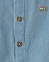 Baby Beach Cruiser Chambray Sleeveless Romper - Blue