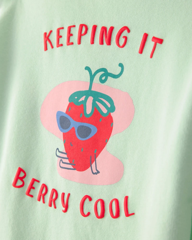 Toddler Girl Strawberry French Terry Pullover Sweatshirt - Green