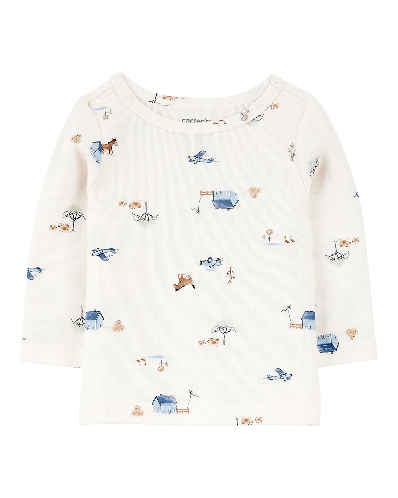 Baby 2-Piece Long-Sleeve Tee & Thermal Coverall Set