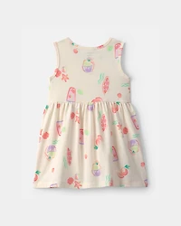 Toddler Girl Summer Sleeveless Dress - Cream