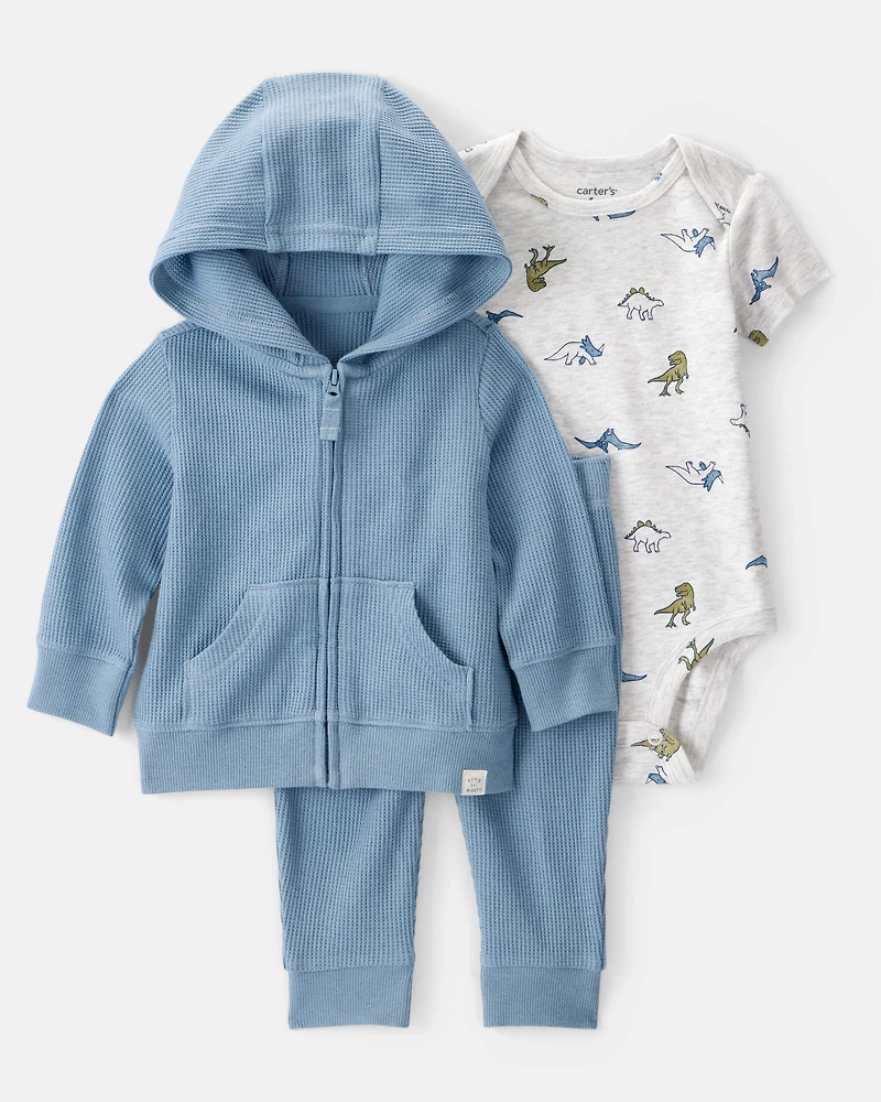 Baby 3-Piece Dinosaur Thermal Little Jacket Set