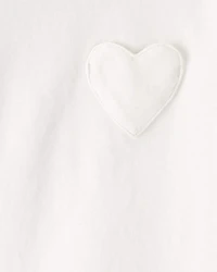Toddler Girl Heart Pocket Top - Ivory