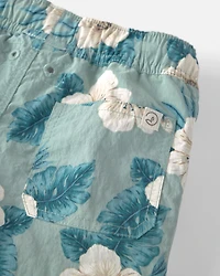 Boys Recycled Swim Trunks Blue Hibiscus