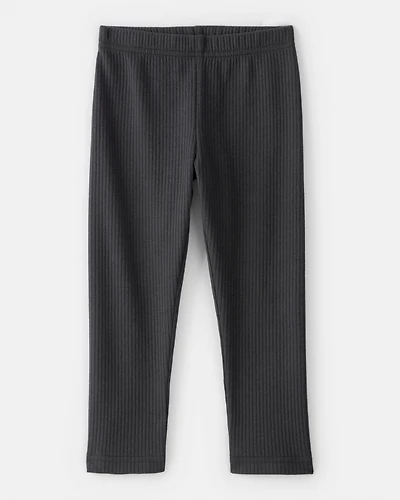 Toddler Girl Pull-On Stretch Rib Leggings - Black