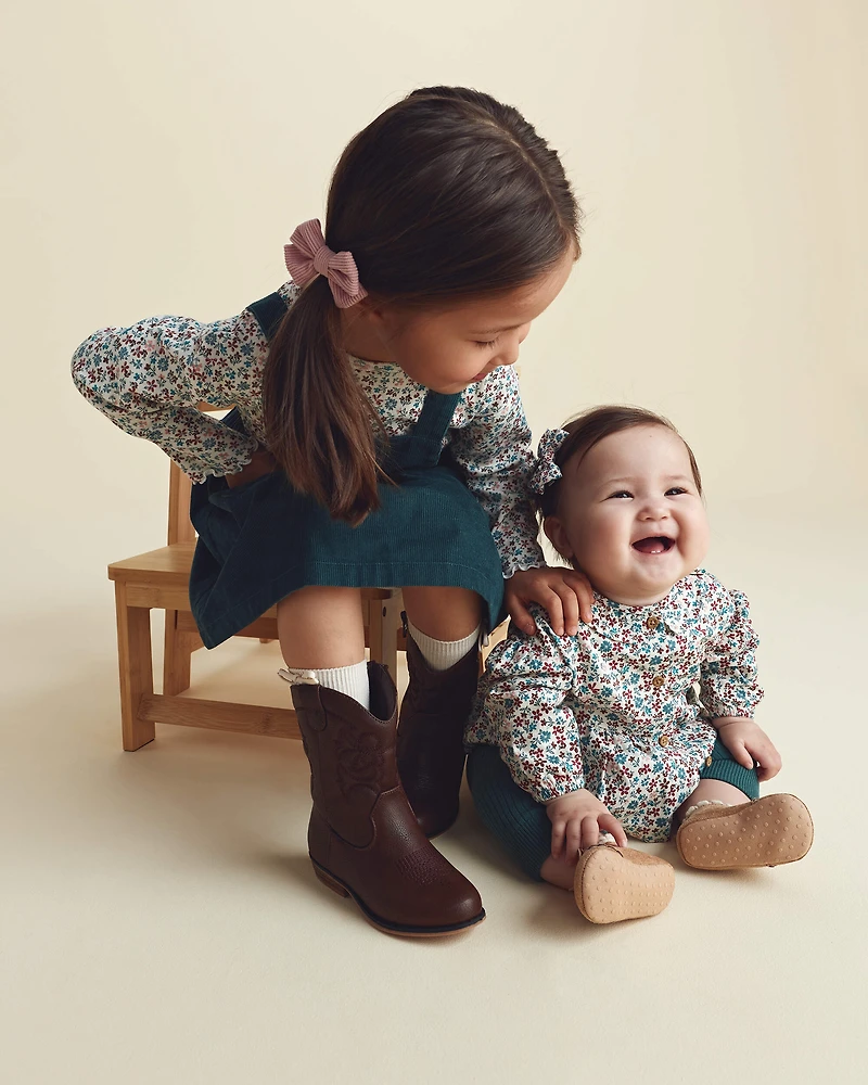 Baby Girl 3-Piece Floral Long-Sleeve Top & Pant Set