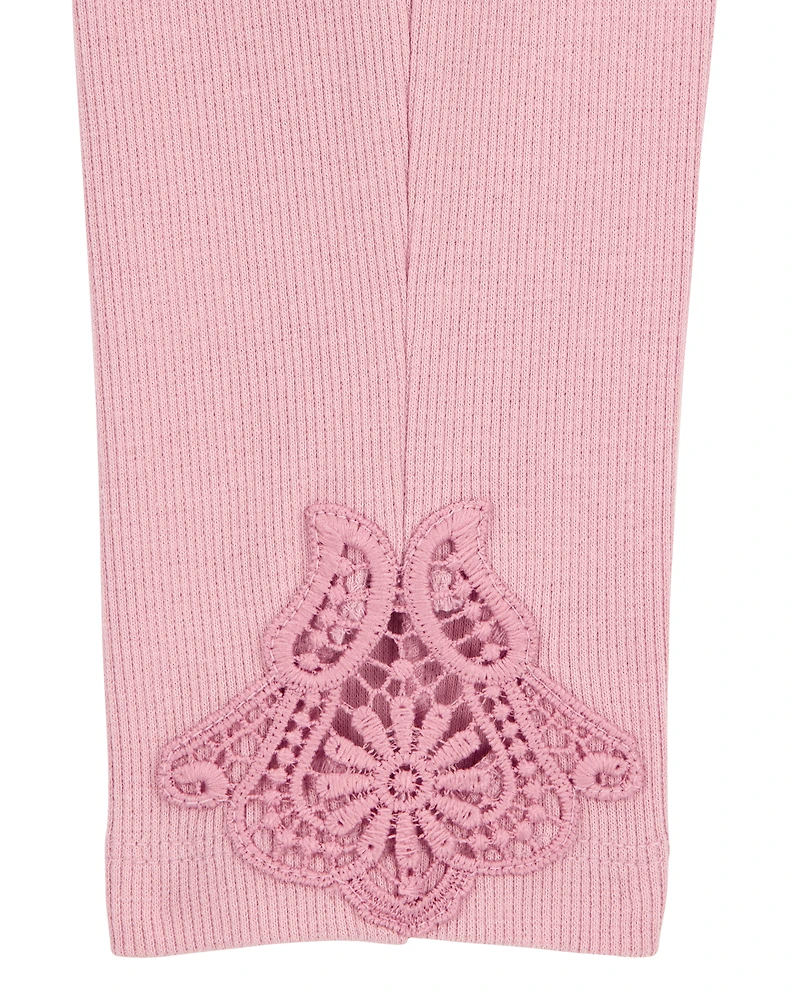 Baby Lace Detail Ribbed Leggings