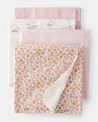 Baby 4-Pack Floral Receiving Blankets