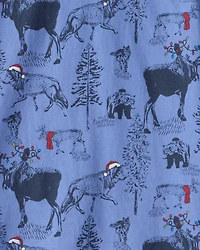 Boys Reindeer Print Long-Sleeve Graphic Tee - Blue