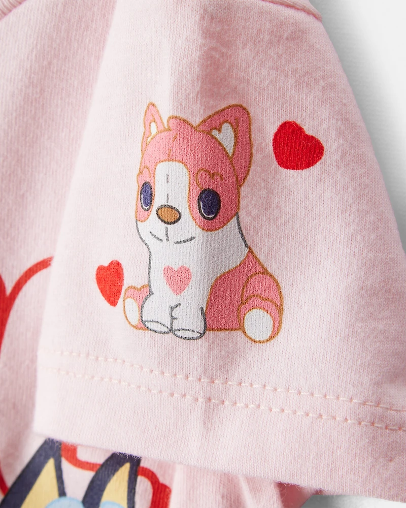 Toddler Girl Valentine's Day Bluey™ Short-Sleeve Graphic Tee - Pink