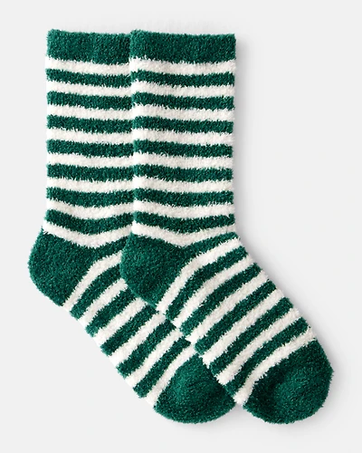 Kid Striped Crew Socks - Green/White