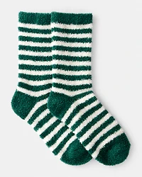 Kid Striped Crew Socks - Green/White