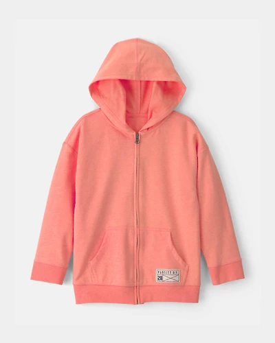 Boys French Terry Zip-Up Hoodie - Orange