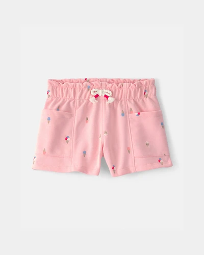 Toddler Girl Ice Cream French Terry Shorts - Pink