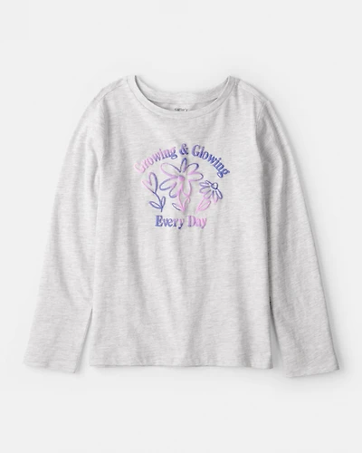 Girls Growing & Glowing Long-Sleeve Graphic Tee - Grey