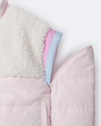 Toddler Girl Colourblock Zip-Up Jacket - Light Pink/Cream