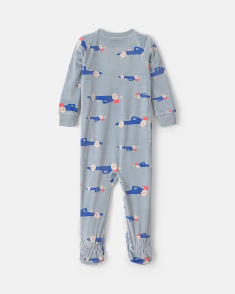 Toddler Boy 1-Piece Cars DreamPlush Snug Fit Footed Pyjama - Blue