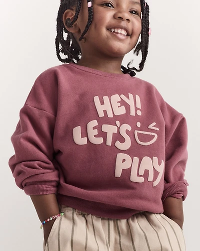 Toddler Hey, Let's Play Dolman-Sleeve Sweatshirt - Burgundy