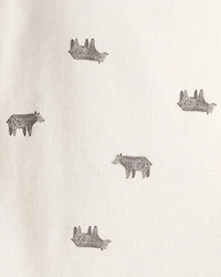 Baby Boy 3-Piece Bear Print Sleeveless Jacket, Bodysuit & Pant Set - Tan/Ivory