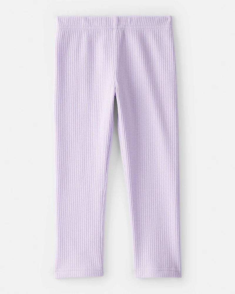 Toddler Girl Pull-On Stretch Rib Leggings - Purple
