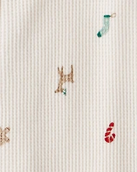 Baby Christmas Print Cotton Long-Sleeve Snug Fit 1-Piece pyjamas - White