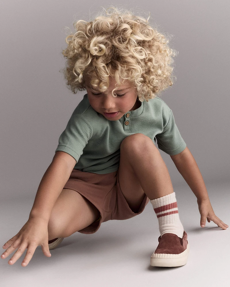 Toddler Boy Button-Front Tee with Pocket - Sage