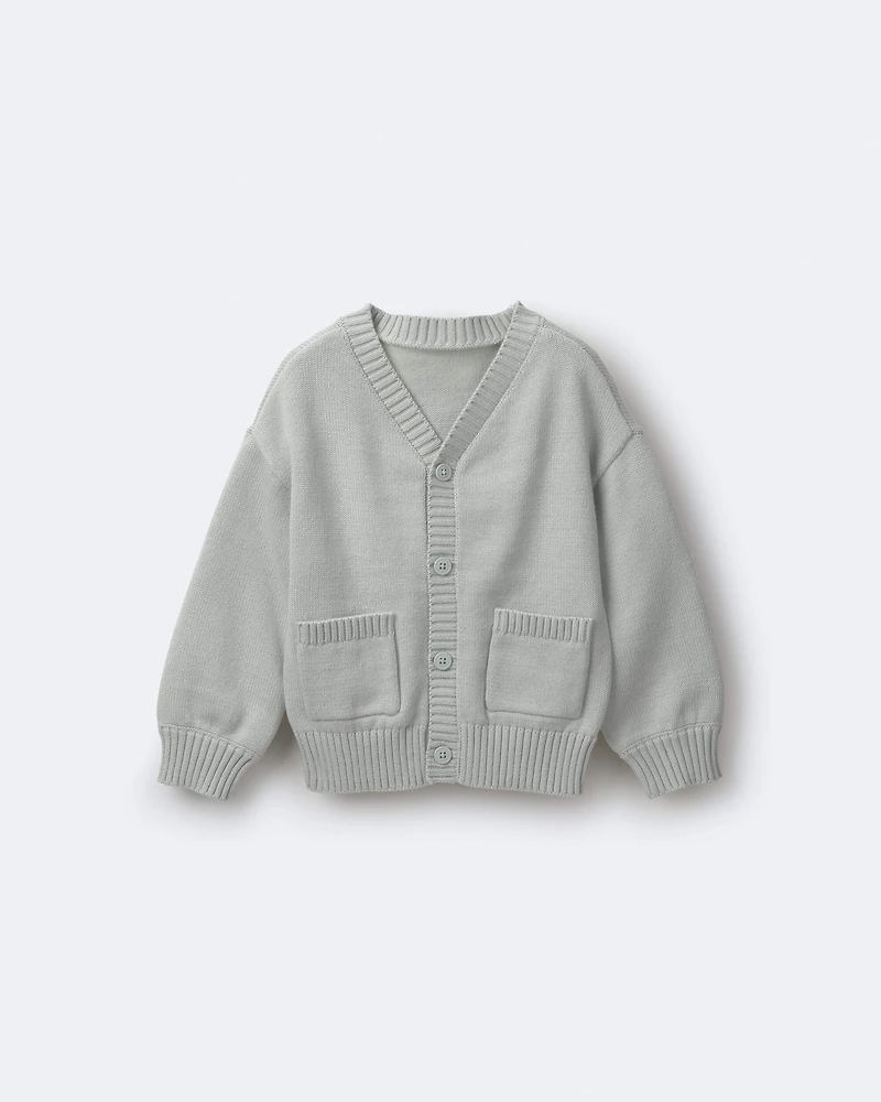 Toddler Girl Cardigan with Avenue Pockets - Light Blue