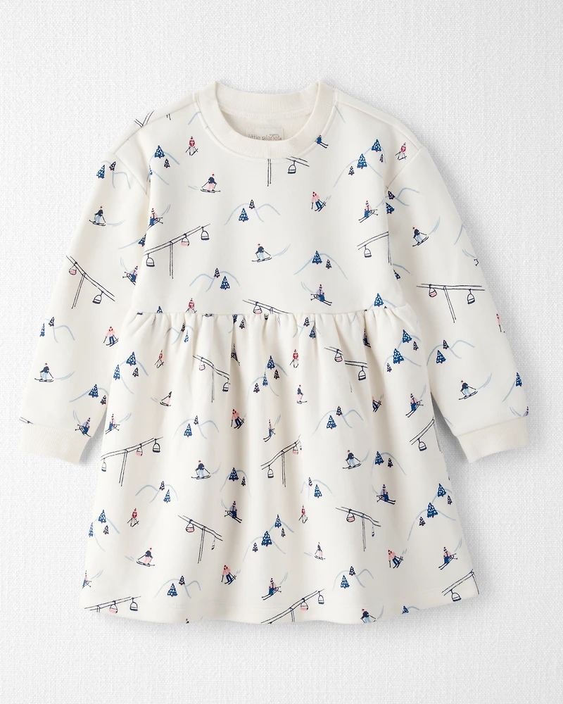 Toddler Girl French Terry Dress Made with Organic Cotton Snowy Slopes Print
