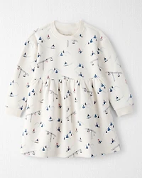 Toddler Girl French Terry Dress Made with Organic Cotton Snowy Slopes Print