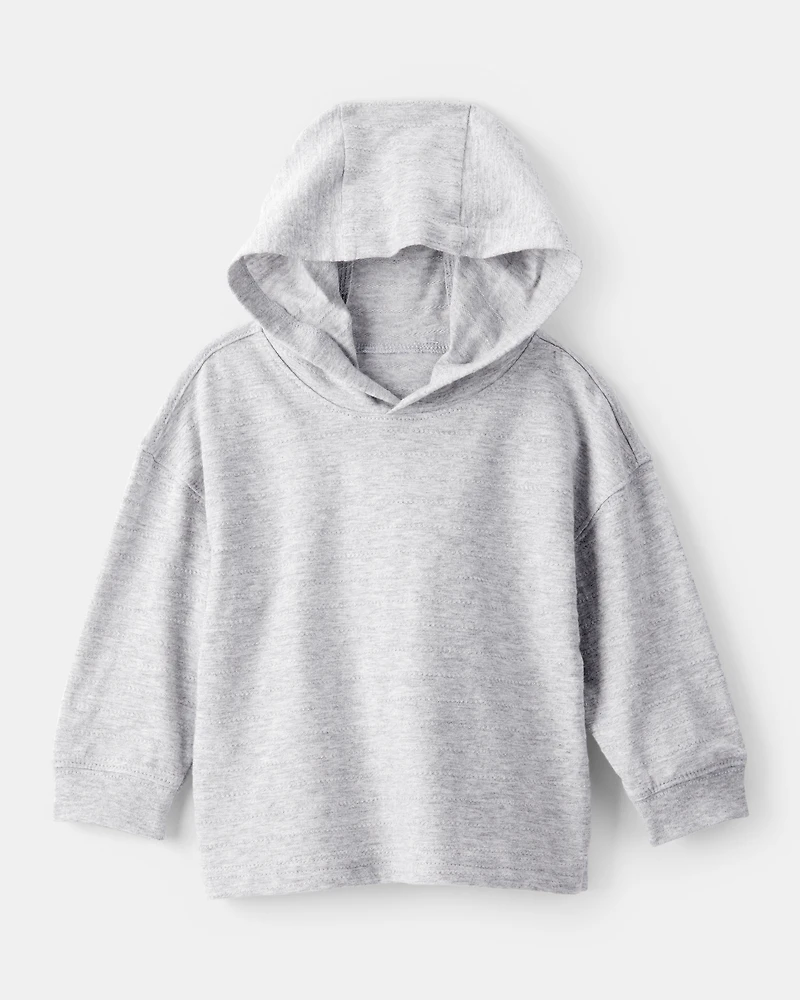Baby Boy Cotton Long-Sleeve Hooded Top - Grey