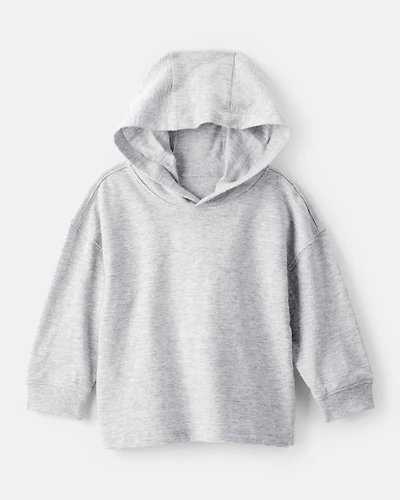 Baby Boy Cotton Long-Sleeve Hooded Top - Grey