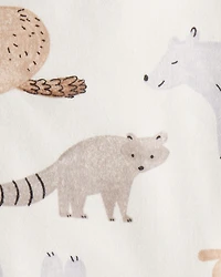 Baby Boy Fox Print 100% Cotton Long-Sleeve Sleeper - White