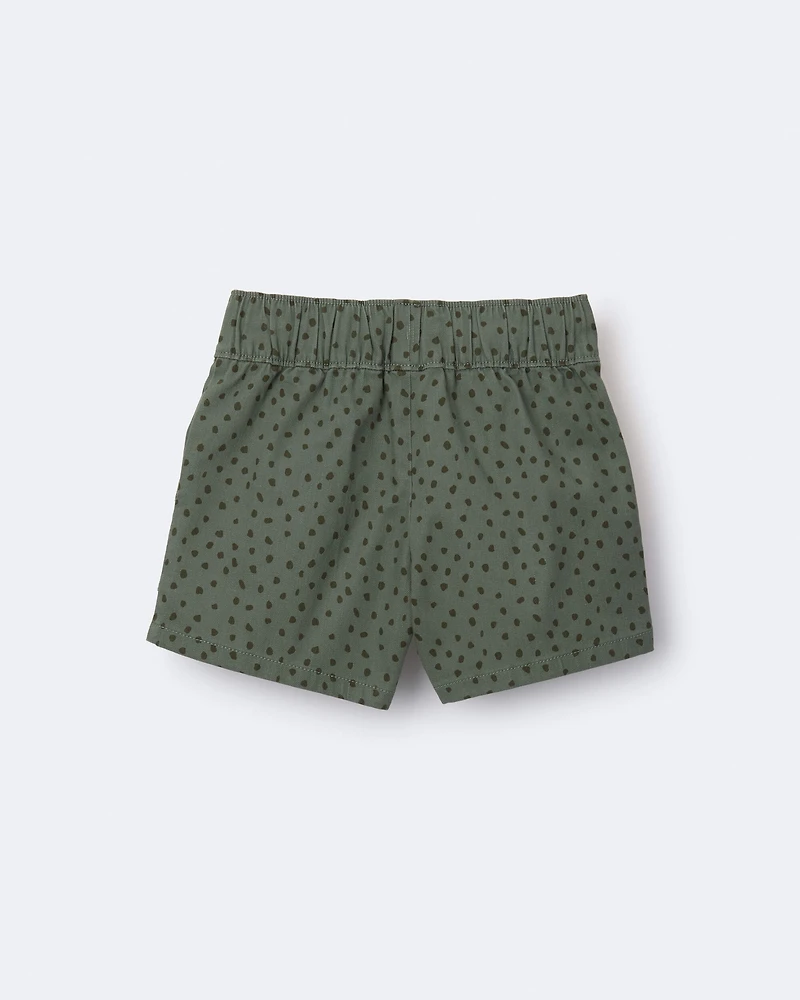 Toddler Standard Short with Pockets Dot Print- Olive