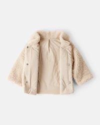 Baby Girl Sherpa Fashion Jacket - Brown