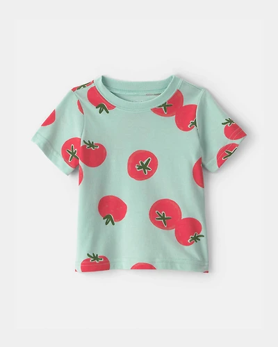 Baby Tomato Print Graphic Tee - Green