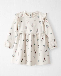 Toddler Girl Organic Cotton French Terry Dress Berry Blossom Print