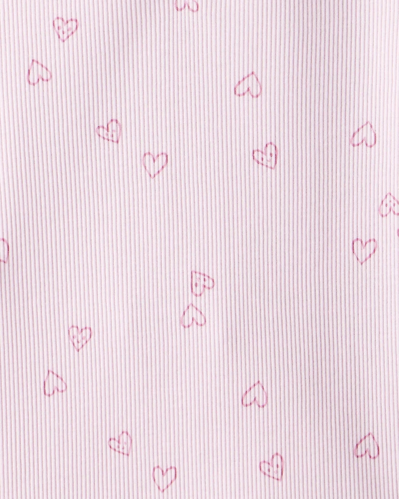 Toddler Girl 2-Pack Heart Print Cotton Long-Sleeve Top - Green/Pink